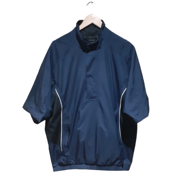 FootJoy Dryjoys Men's Size Medium 1/2 Sleeve 1/4 Zip Pullover Rain Jacket Navy - Picture 3 of 10